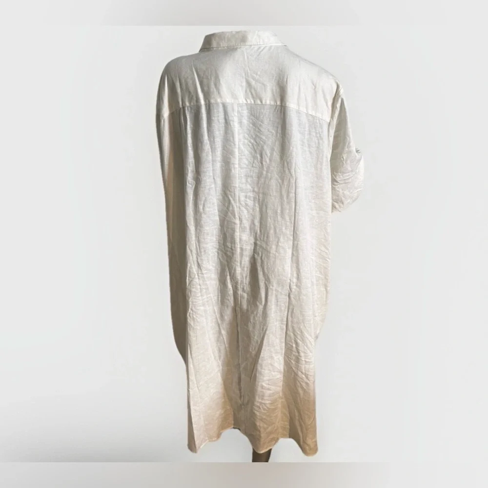Universal Standard Sea Side Button-Up Shirt Dress Linen Blend Boho  XL 14-16 - Picture 4 of 10